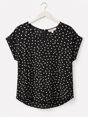 Black Polka Dot Short Sleeve Blouse